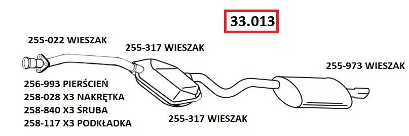 TŁUMIK PRZÓD+TYŁ F33.013 UKŁAD 2TŁUMIKI